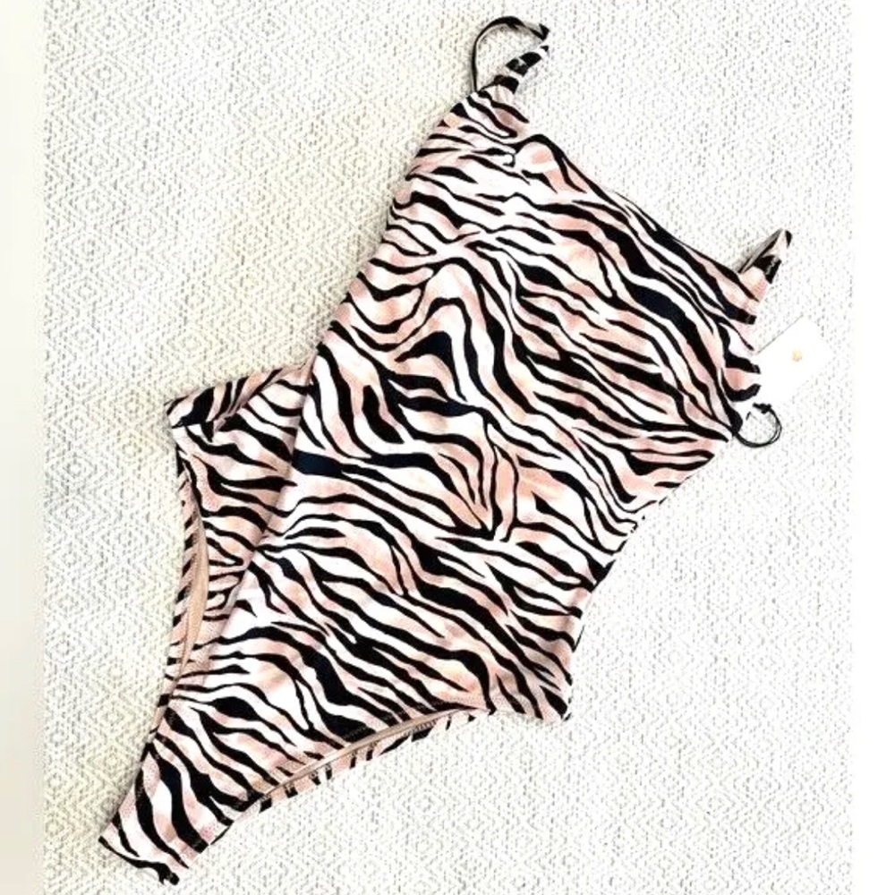SHADE & SHORE One Piece Tiger Stripe Swimsuit Size Medium (8-10) New - Picture 3 of 8